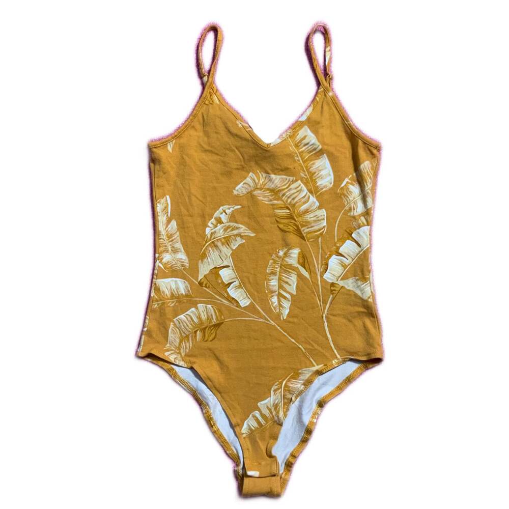 H&M Mustard Palm Leaf Bodysuit